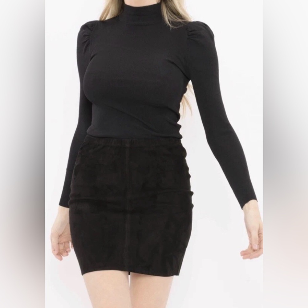 NEW AS BY DF women's Breve skirt in black $298 100% leather